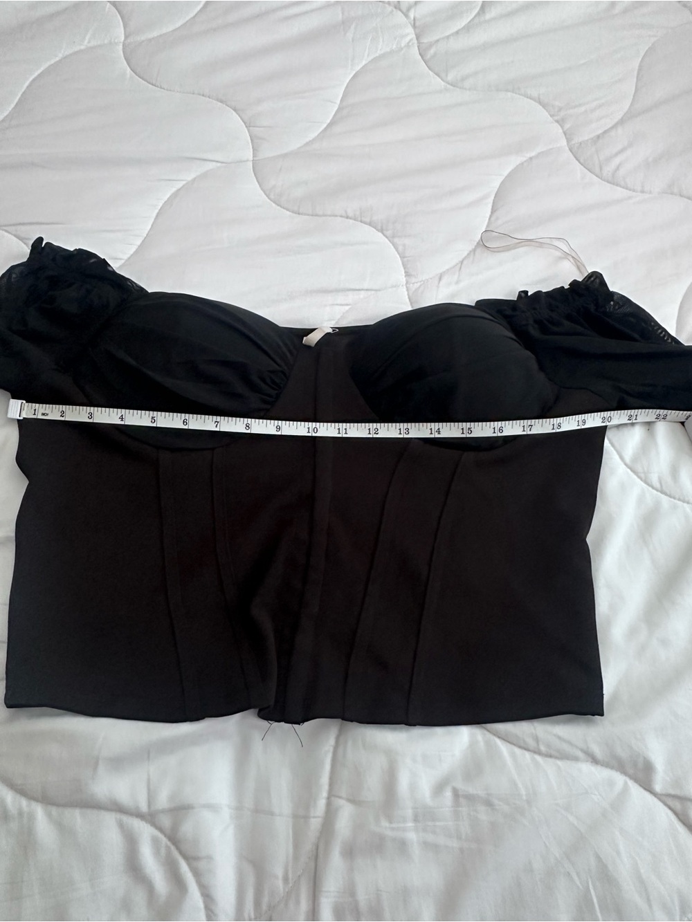 Bluebell Black Off-Shoulder Long Sleeve Crop Bustier Top - Picture 6 of 9